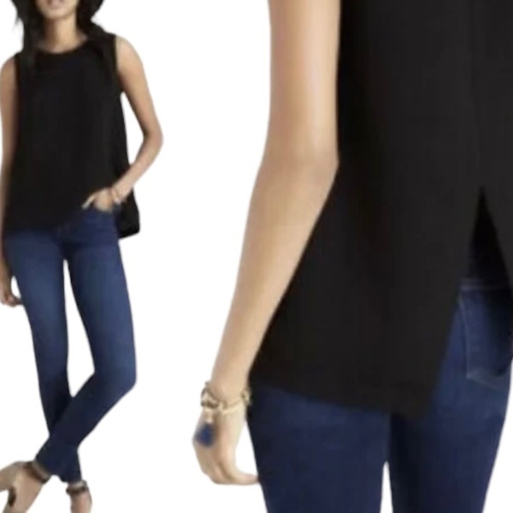 Madewell  Black Sleek Cut Out in Back Tank Sleeveless Top. Sz XS